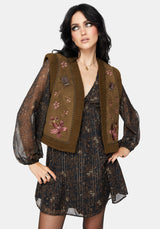 Sylvara Borg Embroidered Bug Gilet