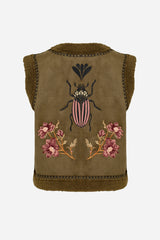 Sylvara Borg Embroidered Bug Gilet