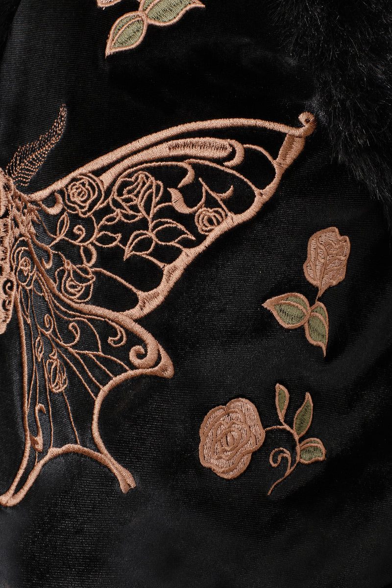 Maeve Faux Fur Embroidered Moth Gilet