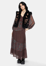 Maeve Faux Fur Embroidered Moth Gilet