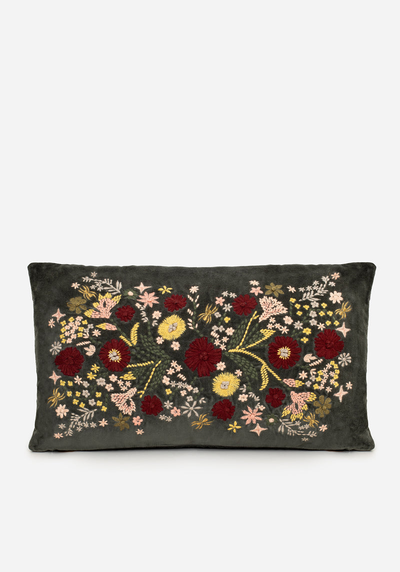 Hemera Embroidered Floral Rectangle Cushion