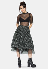 Rhoswen Double Layered Check Hitched Skirt UK 10