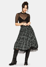 Rhoswen Double Layered Check Hitched Skirt UK 10