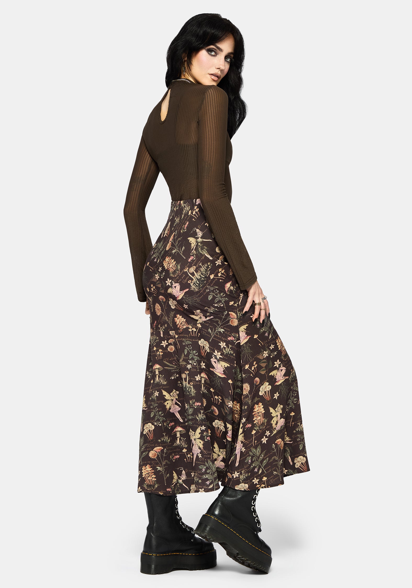 Faela Fairy Print Bias Cut Midaxi Skirt UK 6