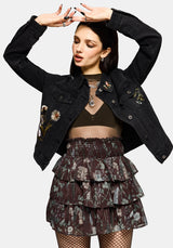 Dusha Garden Print Chiffon Ruffle Mini Skirt