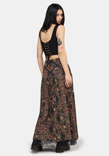 Mythos Print Lace Detail Midaxi Skirt UK 6