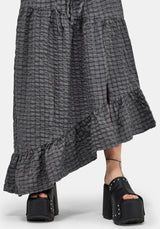 Nimira Check Asymmetrical Tiered Maxi Skirt