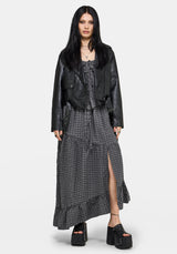 Nimira Check Asymmetrical Tiered Maxi Skirt