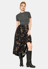 Harpyiai Print Pocket Detail Midaxi Skirt