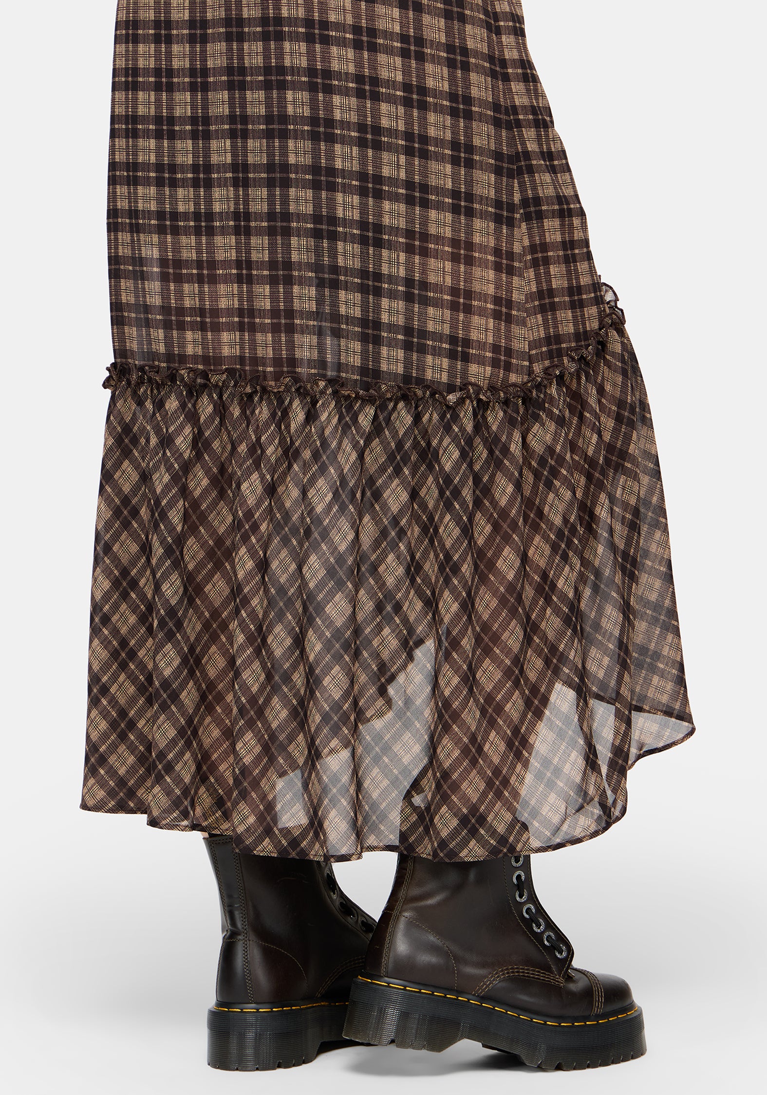 Dorcus Check Chiffon Wrap Midaxi Skirt