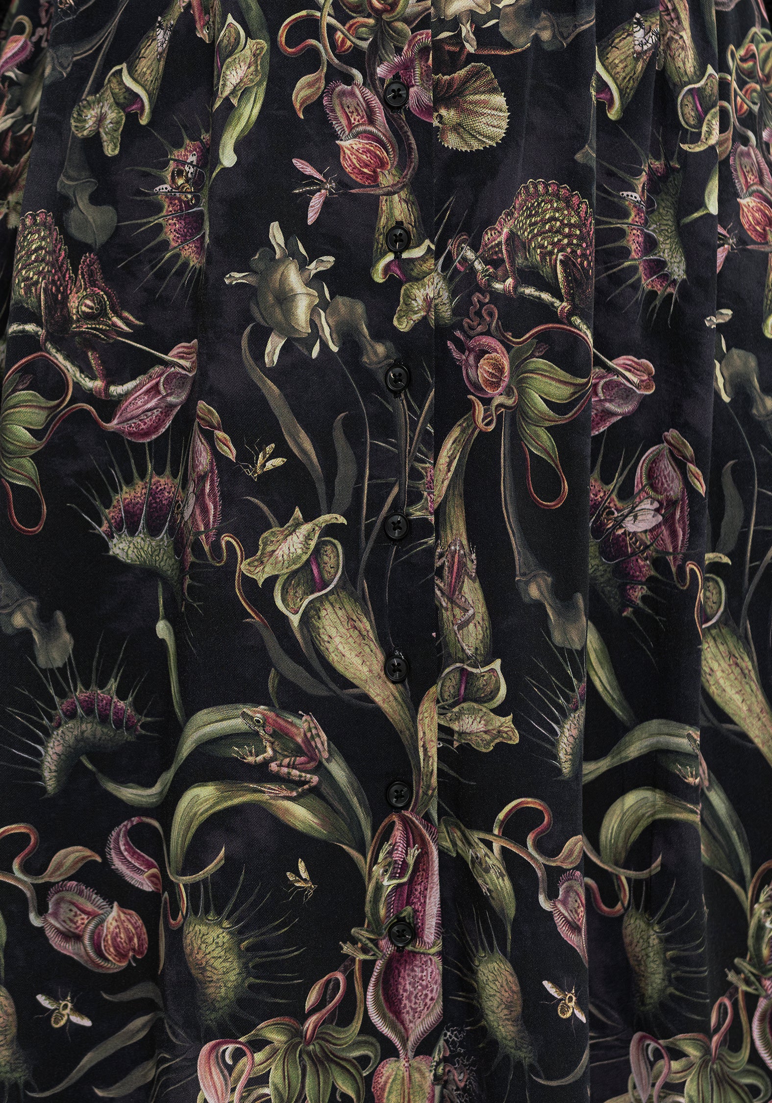 Dionaea Flytrap Print Viscose Midi Skirt