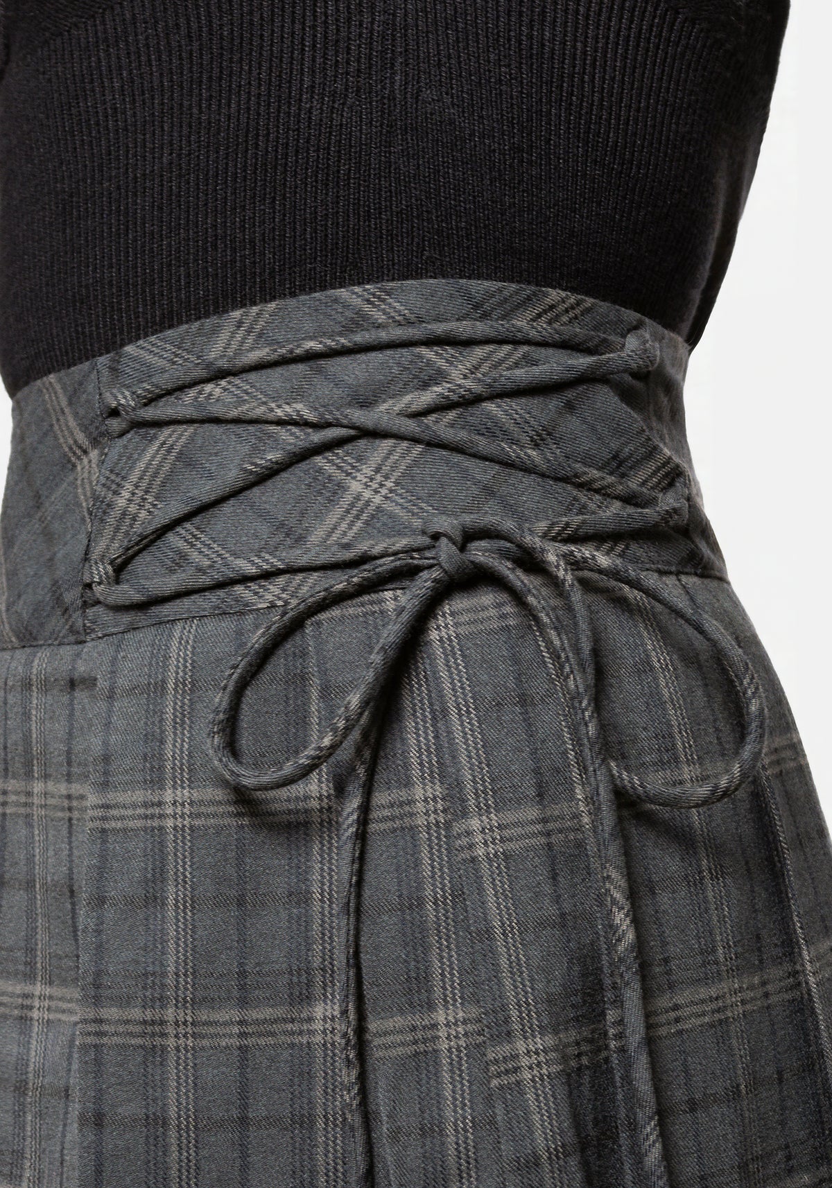 Caitriona Check Lace Up Side Mini Skirt