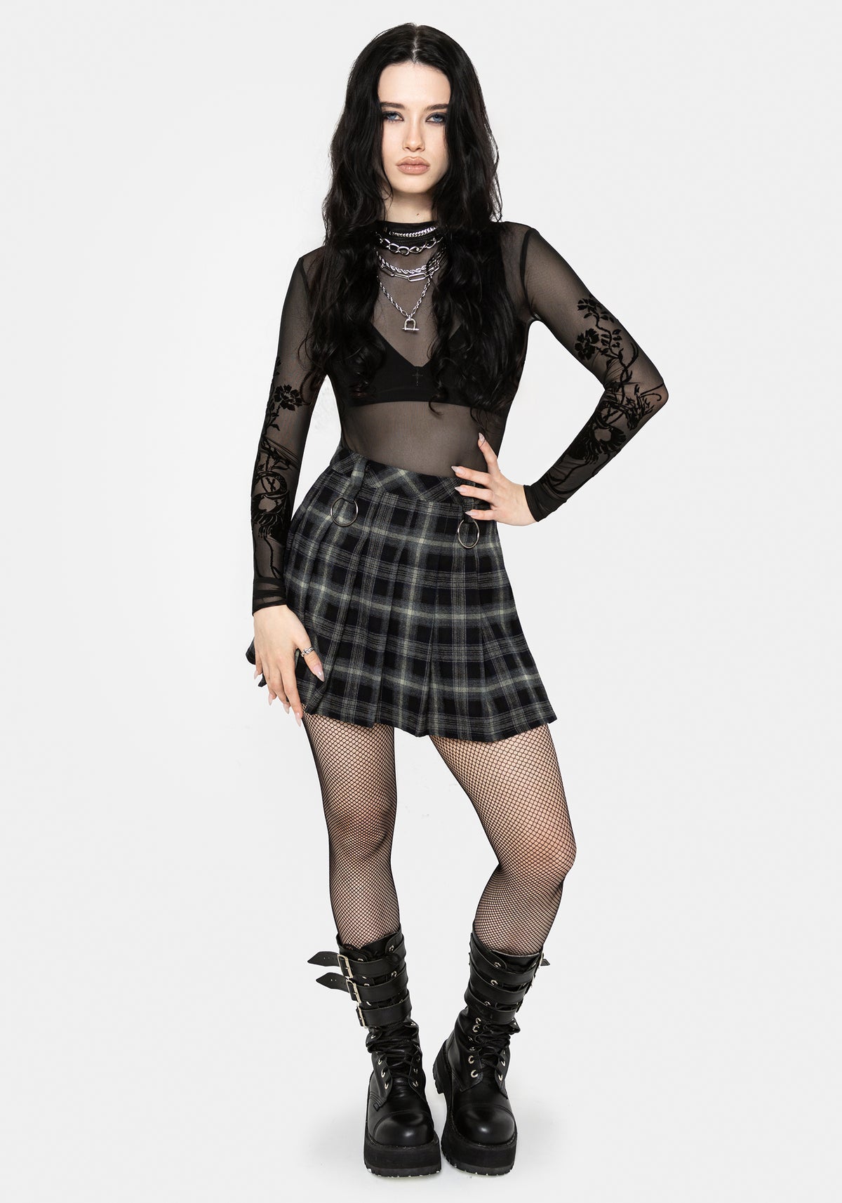 Camilie Check O Ring Mini Skirt UK 6