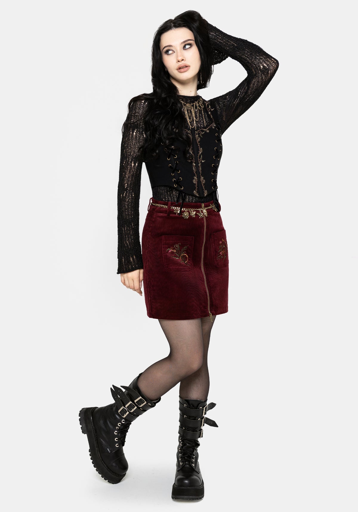 Ouro Embroidered Mini Skirt UK 6