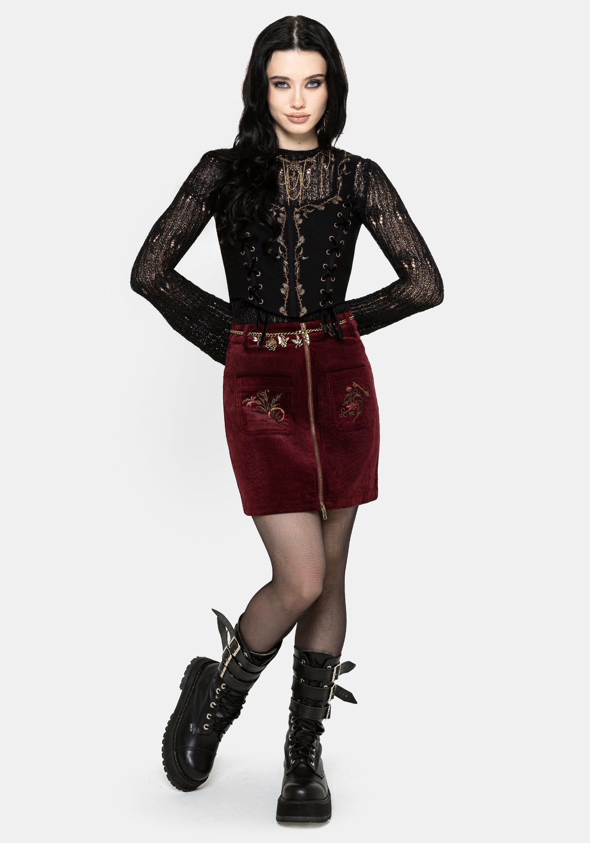 Ouro Embroidered Mini Skirt UK 6