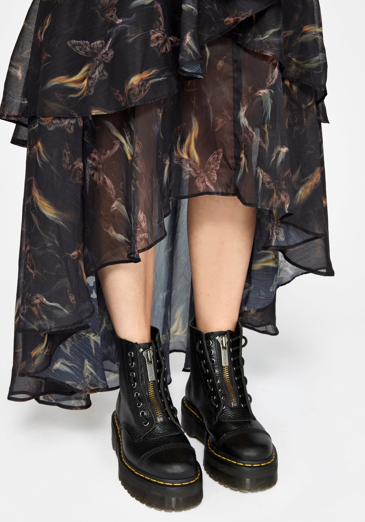 Ember Moth Chiffon Ruffle Maxi Skirt