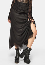 Cyra Hanky Hem Mesh Midaxi Skirt
