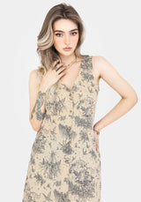 Maypole Cotton Print Button Up Midaxi Dress