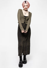 Dropout Check Sleeveless Button Down Midaxi Dress