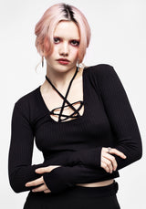Joanna Pentagram Long Sleeve Ribbed Top