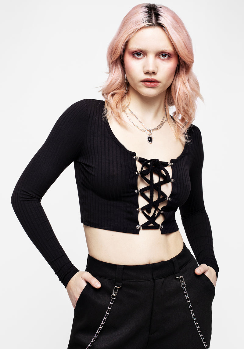 Daimonion Lace Up Crop Top