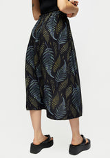 Frond Print Faux Wrap Skirt