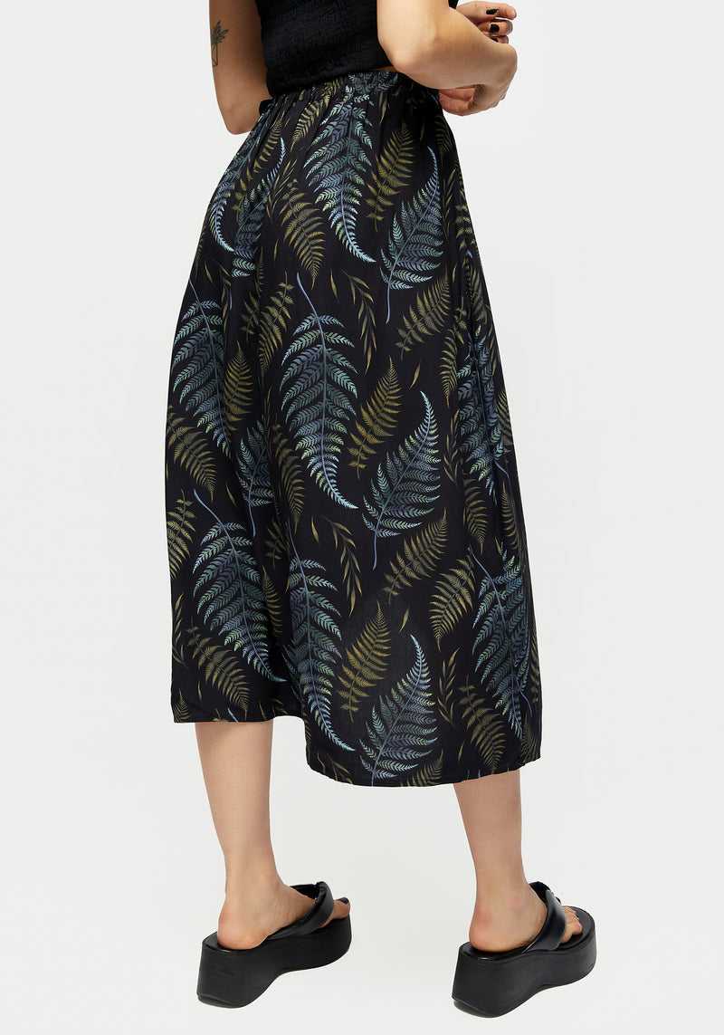 Frond Print Faux Wrap Skirt