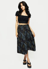 Frond Print Faux Wrap Skirt