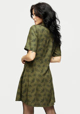 Mortmoth Print Mini Shirt Dress - Green