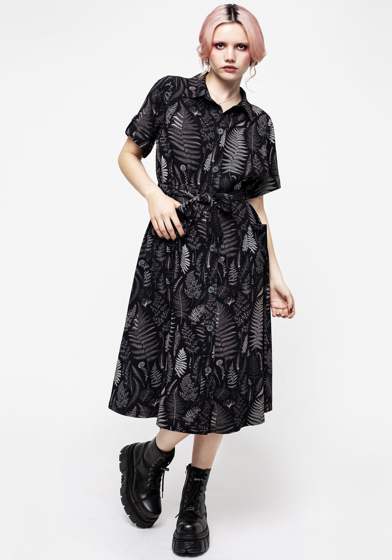 Maidenhair Midi Short Sleeve Shirt Dress