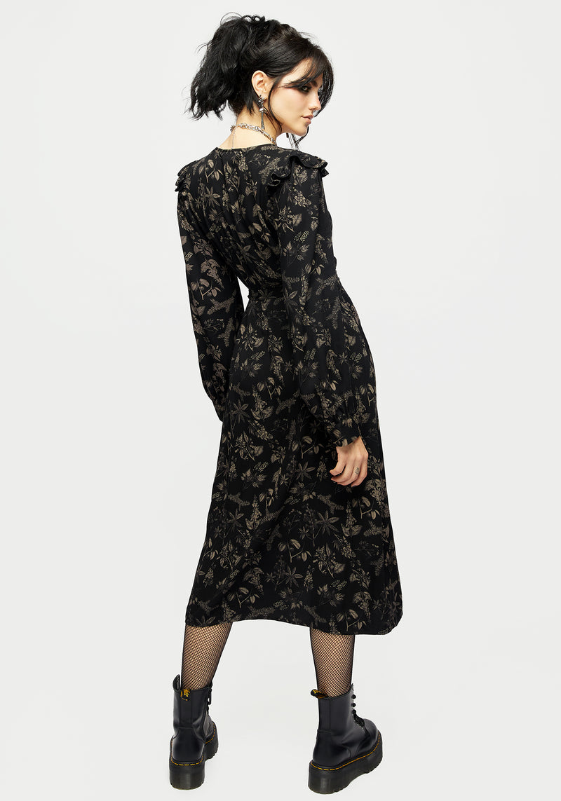 Poisonous Plants Midi Wrap Dress