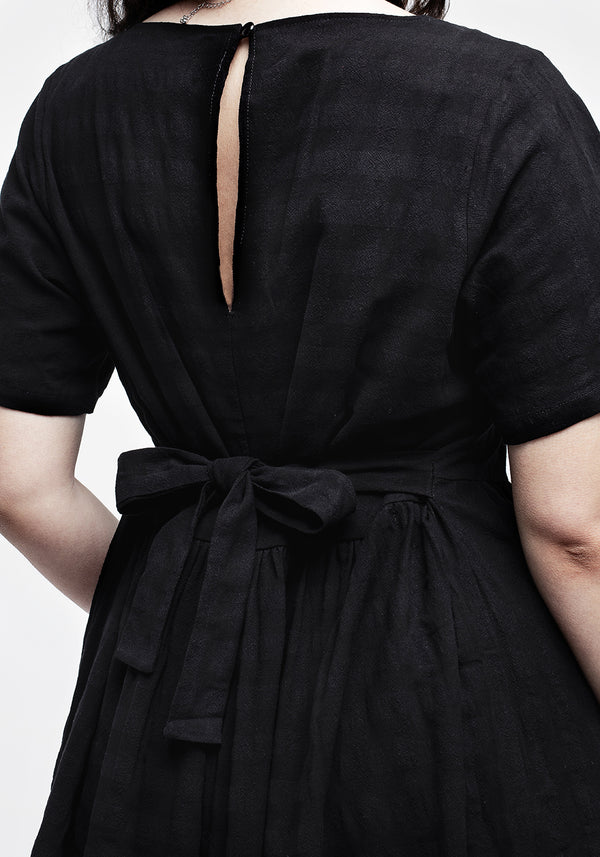 Lithium Check Smock Tie Back Midi Dress