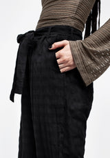 Lithium Tie Waist Check Wide Leg Trouser