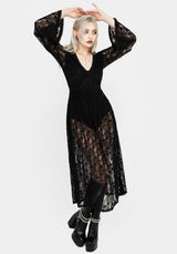 Morella Sheer Skull Lace Bodysuit Midaxi Dress