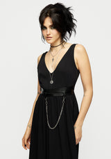 Raven V-Neck Sleeveless Chain Midi Dress