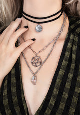Triune 3 Layered Necklace Pentagram and Crystal