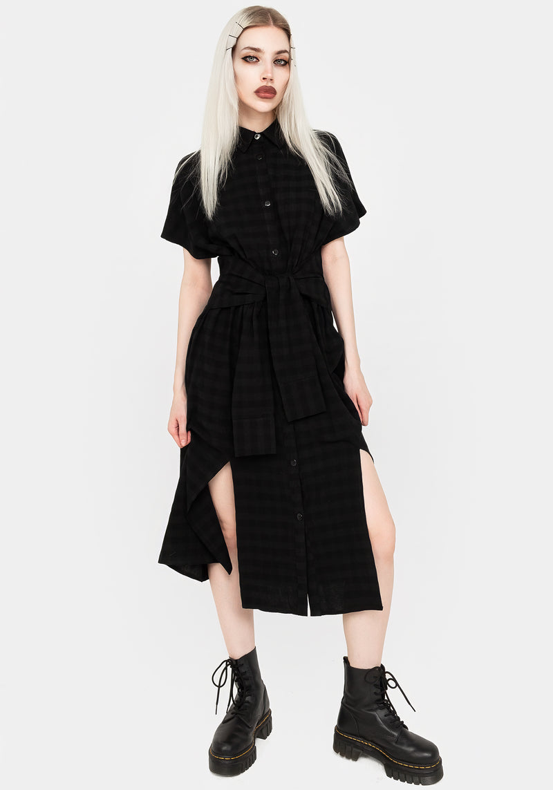Hattie Shirt Sleeve Tie Waist Shirt Dress