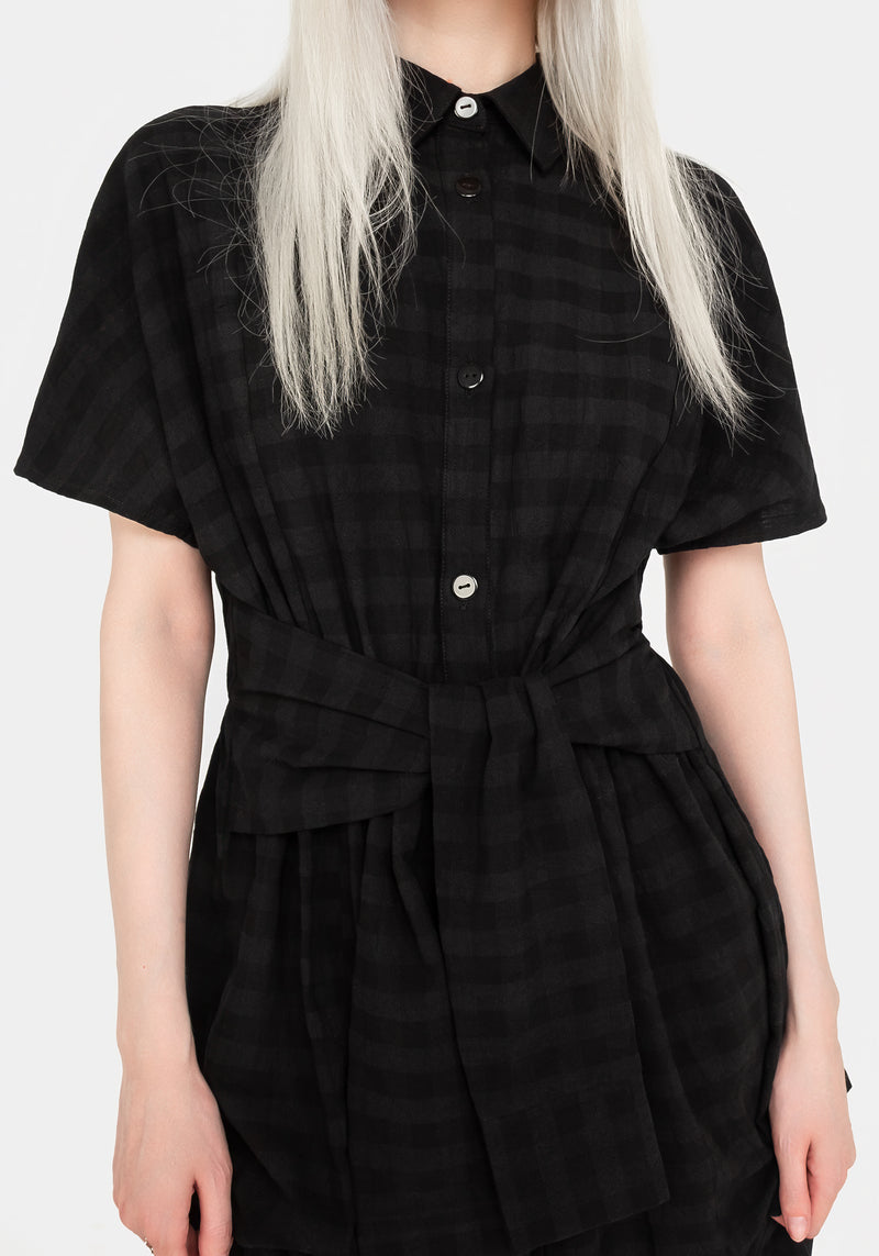 Hattie Shirt Sleeve Tie Waist Shirt Dress