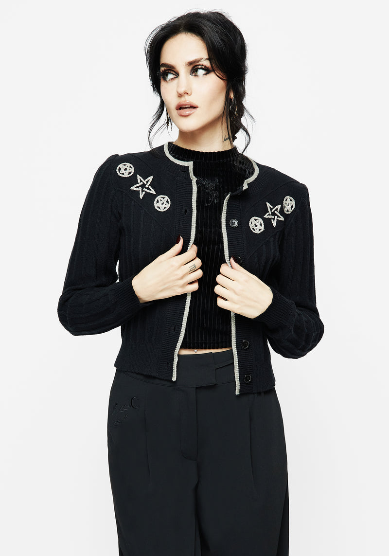 Pentagram Embroidered Cardigan