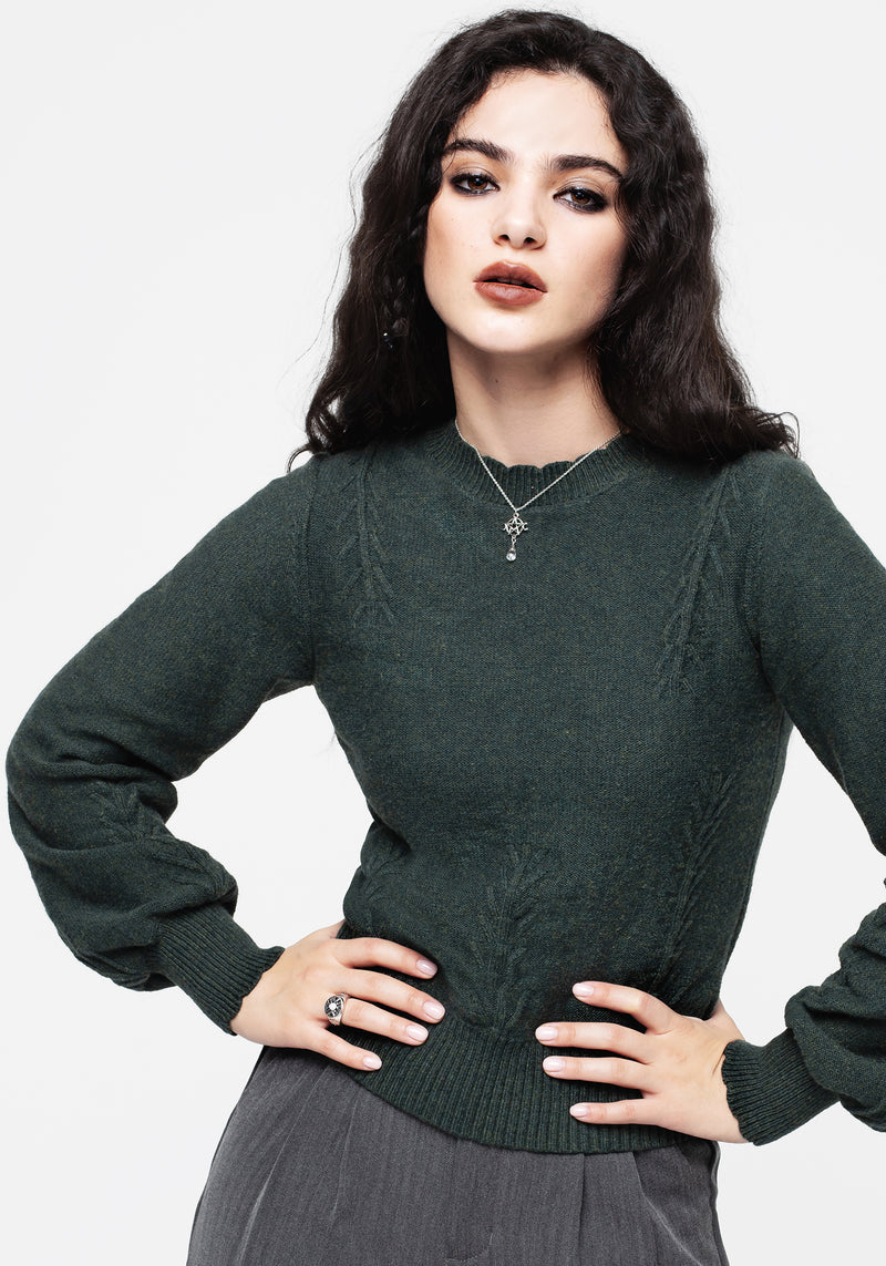 Canopy Raised Fern Intarsia Knit Jumper