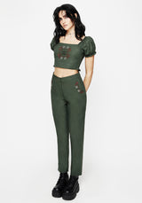 Whisper Embroidered Linen-Blend Tapered Trousers