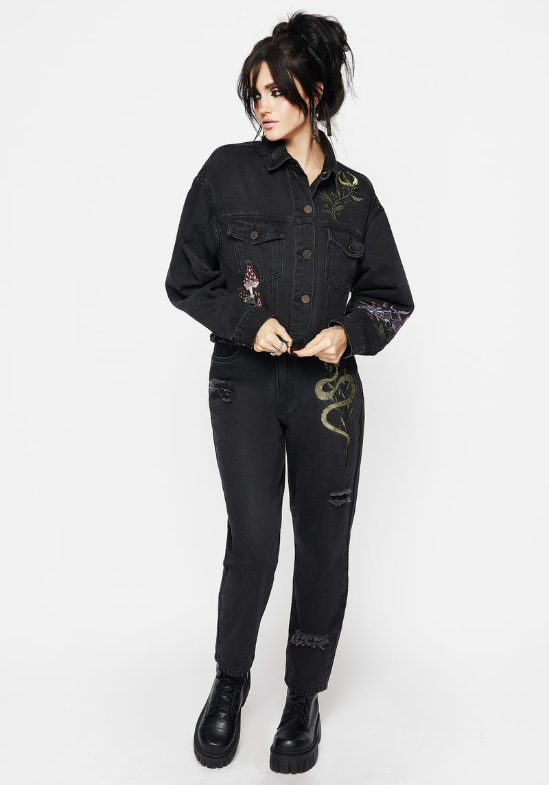 Nirah Embroidered Crop Denim Jacket