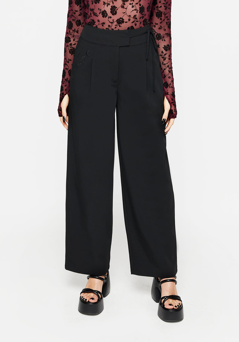 Asteria Tie Waist Embroidered Trousers