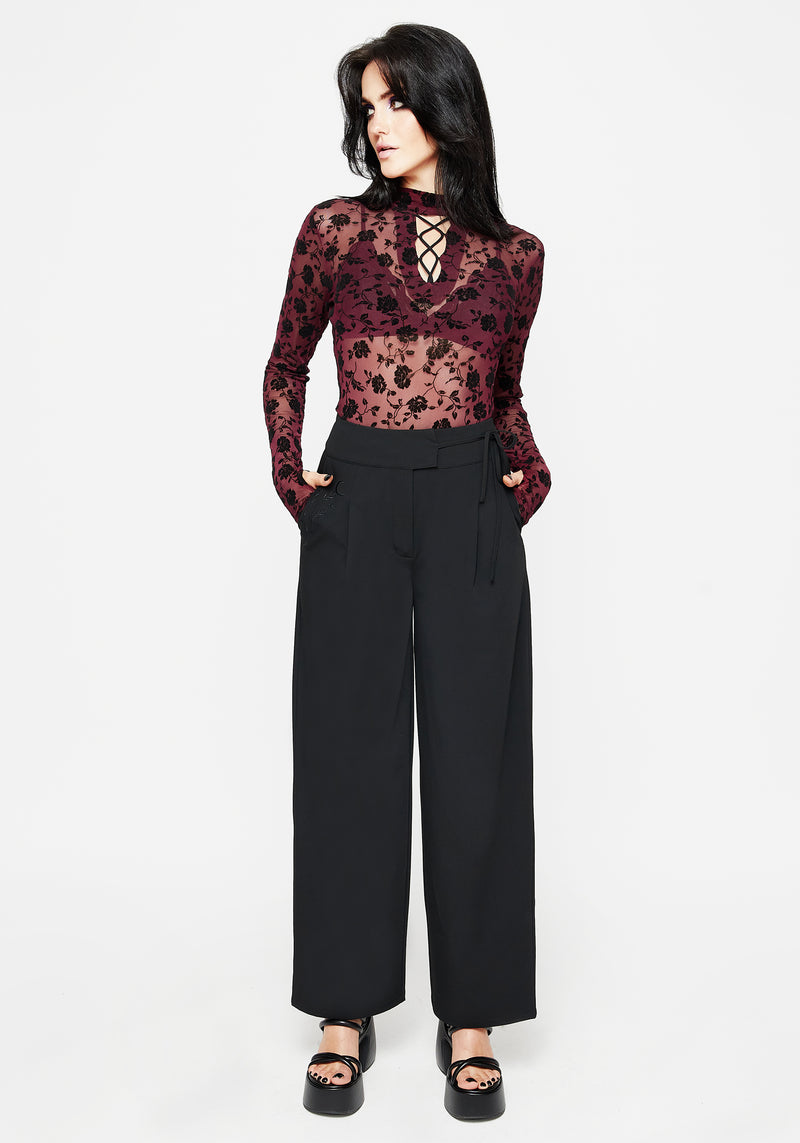 Asteria Tie Waist Embroidered Trousers