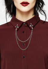 Resurrection Cross Chain Collared Crop Shirt