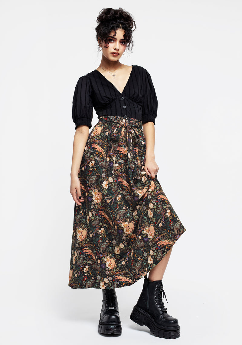 Ophelia Viscose Tie Waist Midaxi Skirt