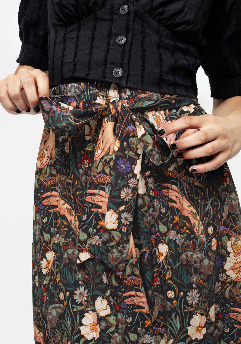 Ophelia Viscose Tie Waist Midaxi Skirt