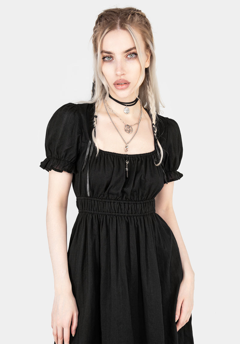 Obsidian Cotton Smock Midi Dress