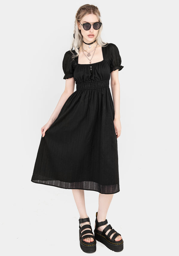 Obsidian Cotton Smock Midi Dress