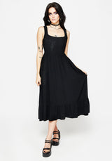 Mandrake Linen-Blend Embroidered Midi Dress